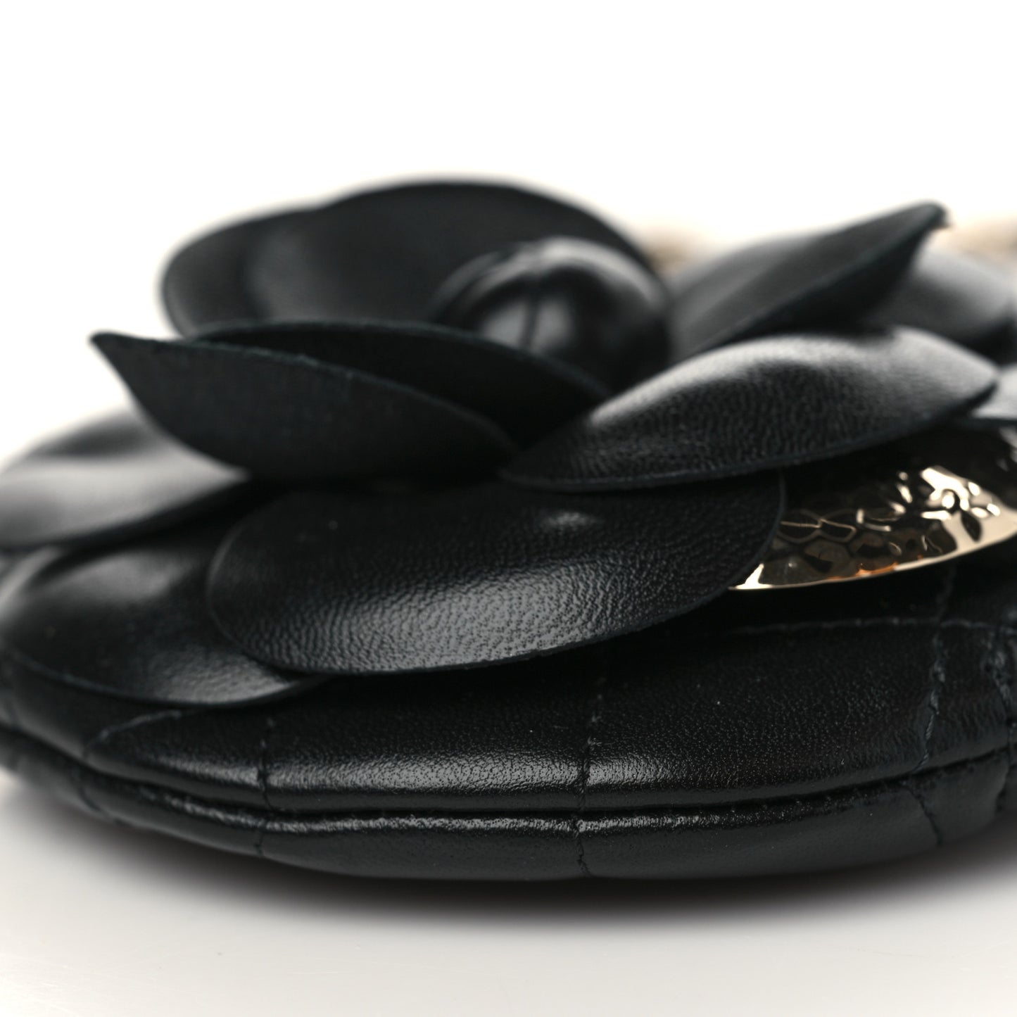 Lambskin Mini Camellia Bouquet Clutch With Chain Black