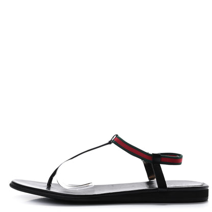 Gucci Nappa Web Wimbledon Thong Sandals 36.5 Black 1 of 9