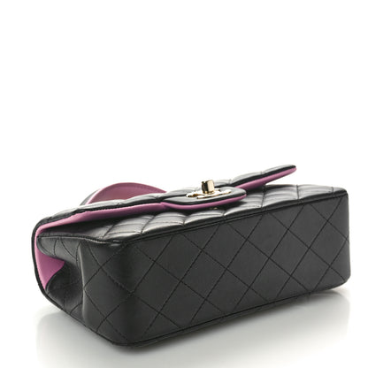 Chanel Lambskin Quilted Bi-Color Mini Top Handle Rectangular Flap Black Lilac 4 of 10