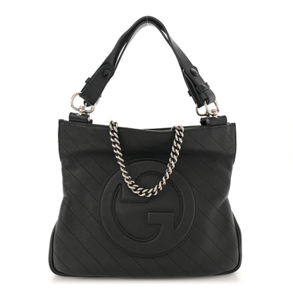 Gucci Sakai Be Green Calfskin Diagonal Stitched Small Blondie Tote Black 1 of 14