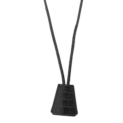 Hermes Matte Alligator Clochette Long Necklace Black 1 of 6