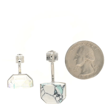 Christian Dior Howlite Crystal Asymmetric Drop Earrings White 2 of 5