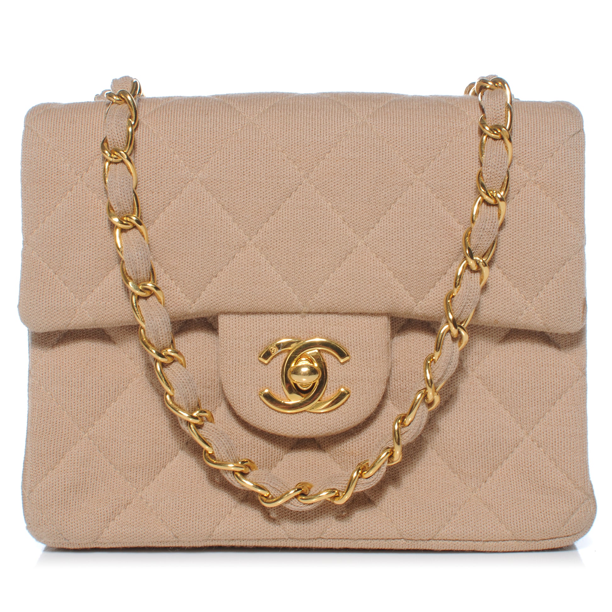 Chanel Jersey Quilted Mini Flap Beige 1 of 10