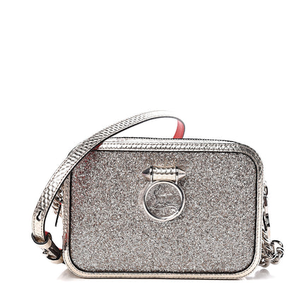 Christian Louboutin Givre Calfskin Glitter Cubiste Mini Rubylou Perle Platine 1 of 12