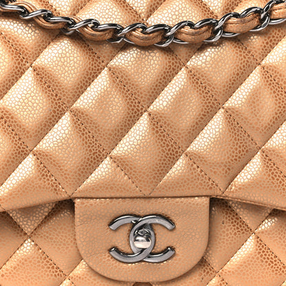 Chanel Metallic Caviar Quilted Jumbo Double Flap Copper 9 of 13