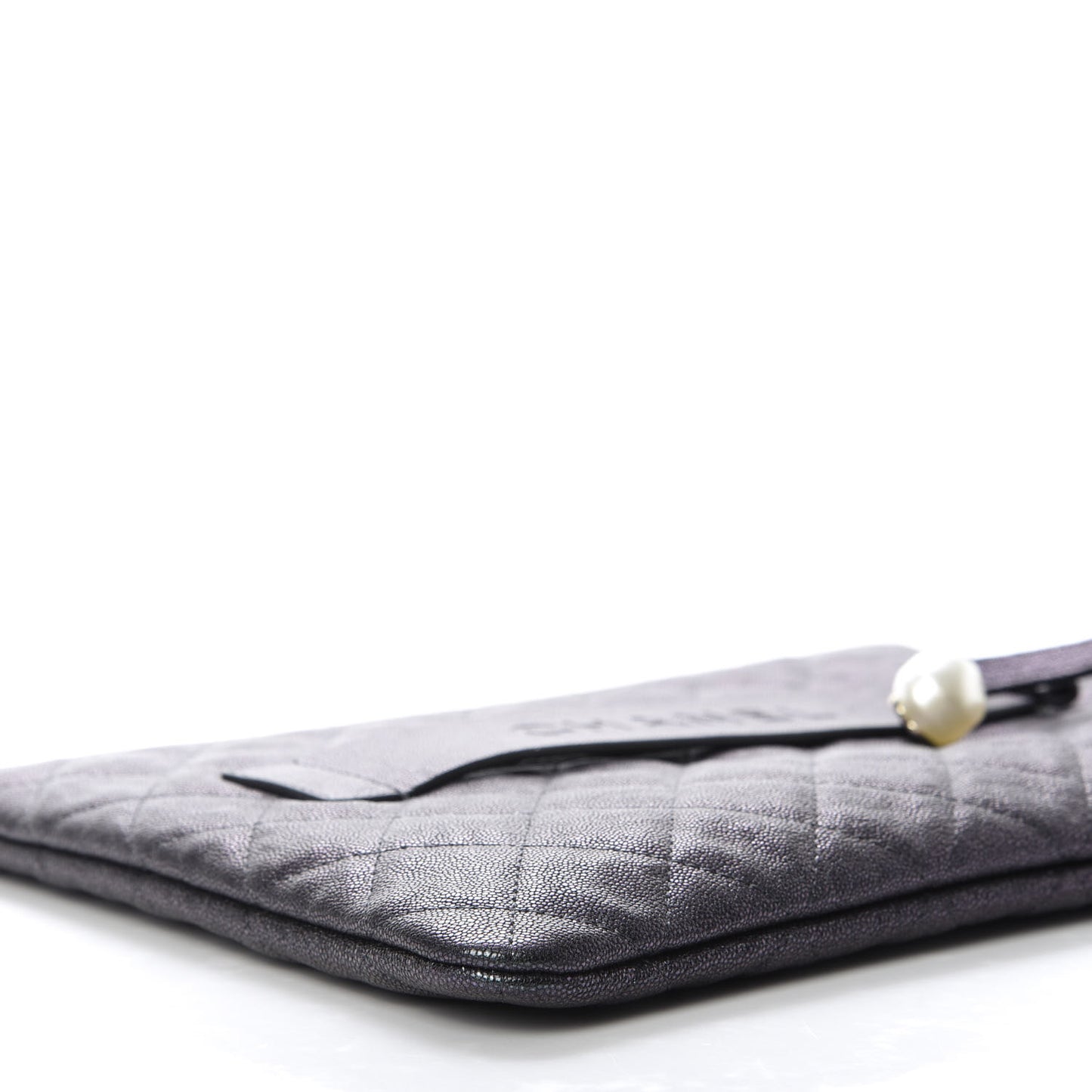 Iridescent Caviar Medium Night by the C Pouch Clutch Black
