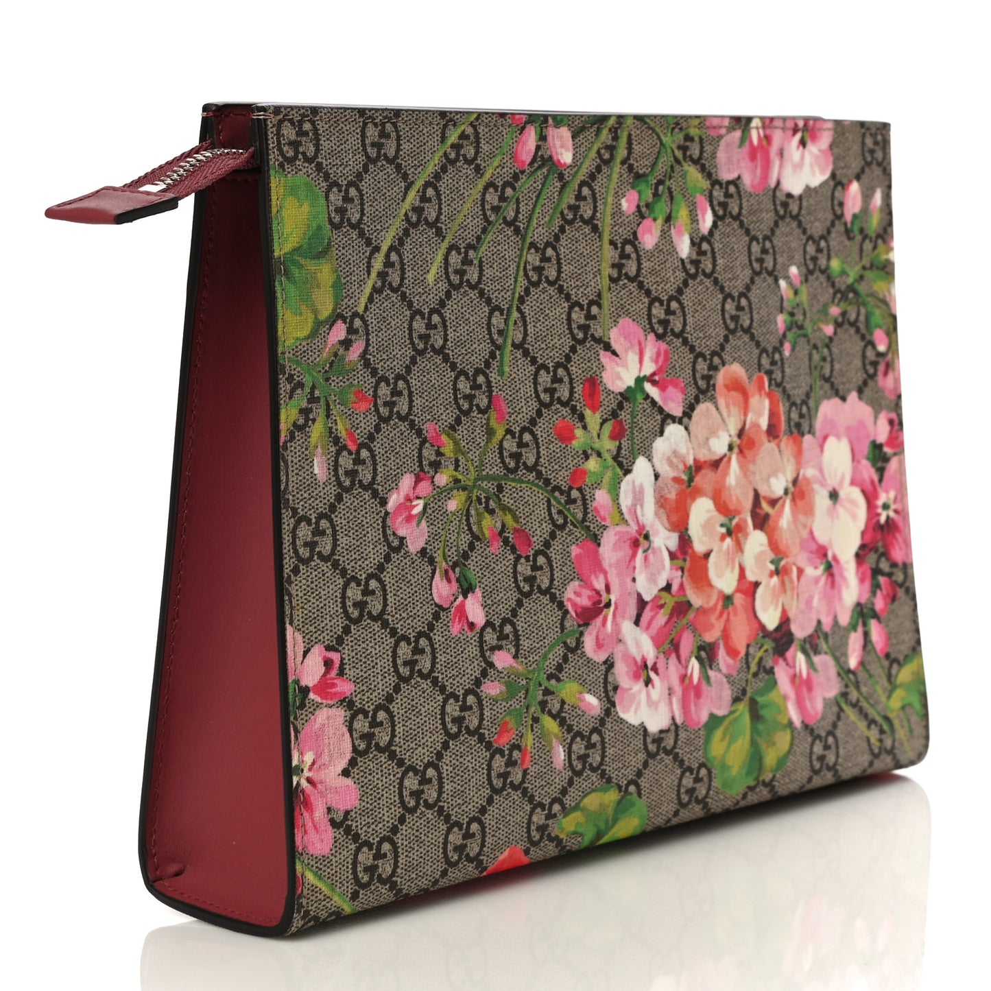 GG Supreme Monogram Blooms Large Cosmetic Case Beige Multicolor Dry Rose