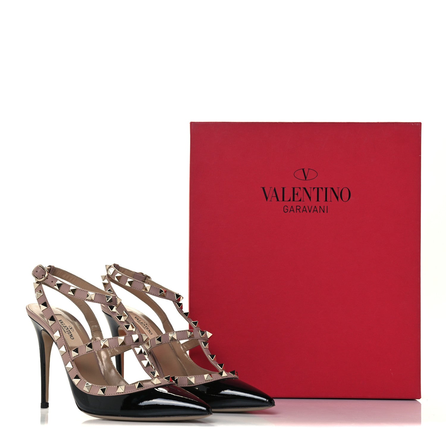 Valentino Garavani Patent Nappa Rockstud Ankle Strap 100mm Pumps 37.5 Black Poudre 11 of 11