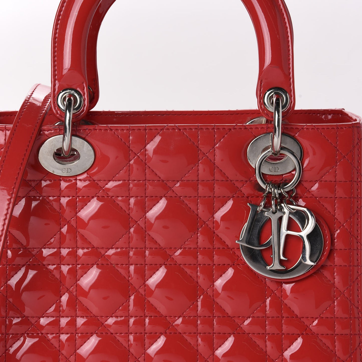 Patent Cannage Medium Lady Dior Red