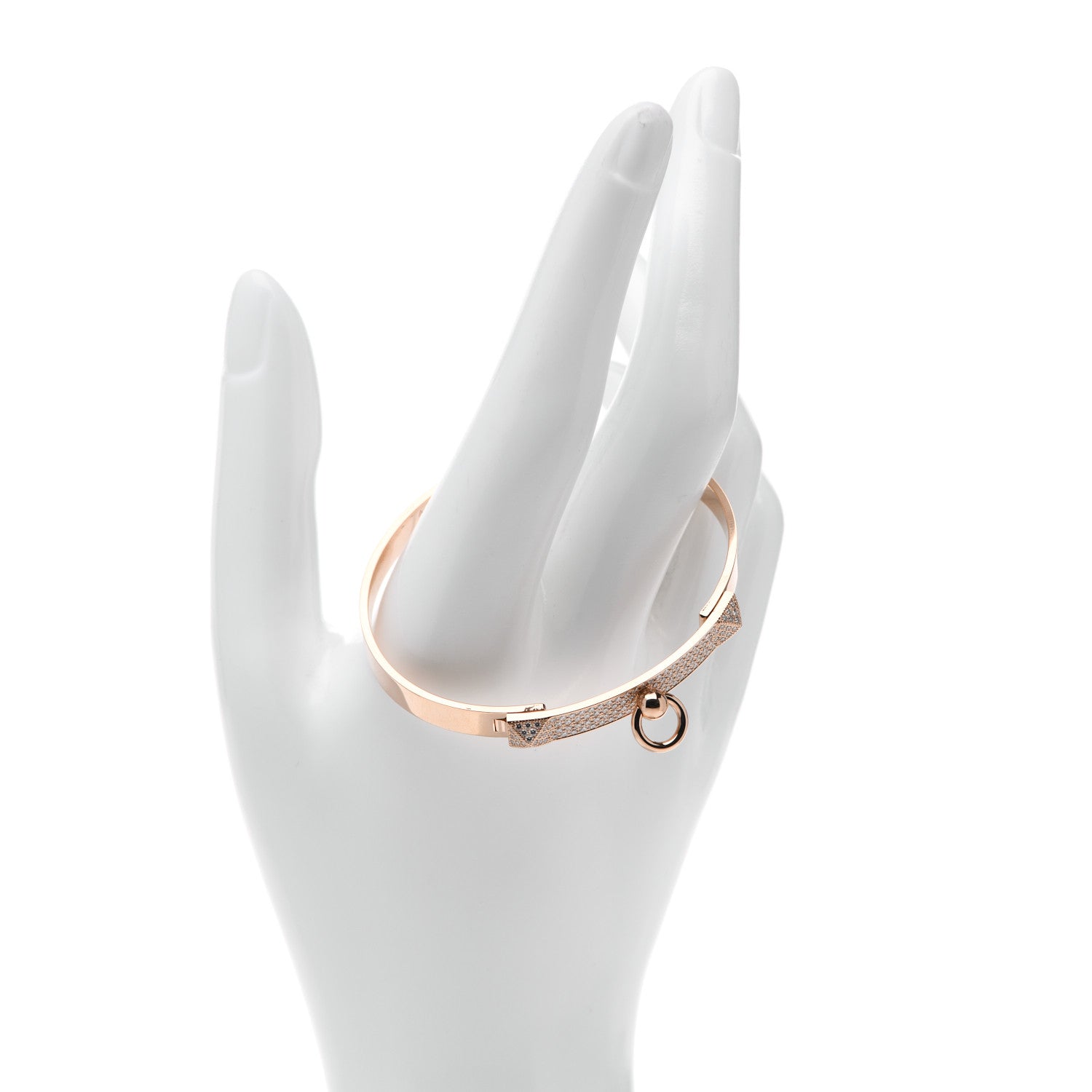 Hermes 18K Rose Gold Diamond PM Collier De Chien Pave Bracelet SH 2 of 5