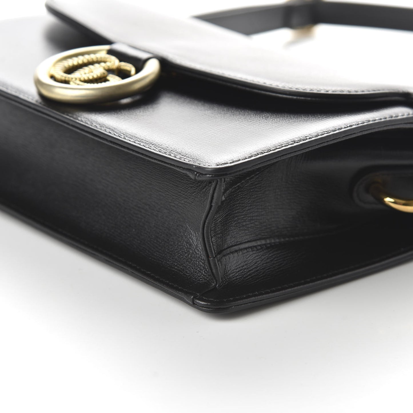 Textured Calfskin Small Torchon GG Ring Shoulder Bag Black