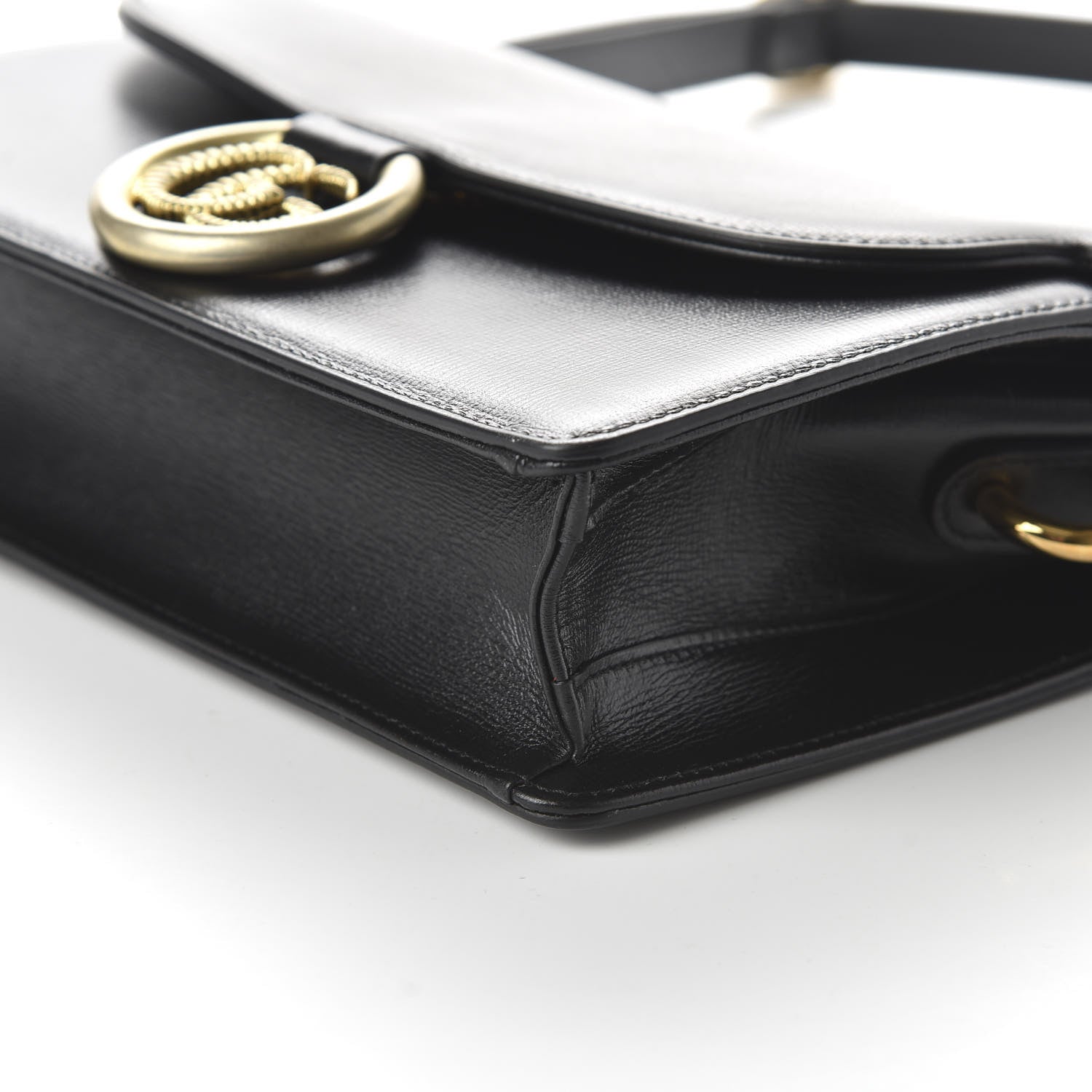 Gucci Textured Calfskin Small Torchon GG Ring Shoulder Bag Black 7 of 10