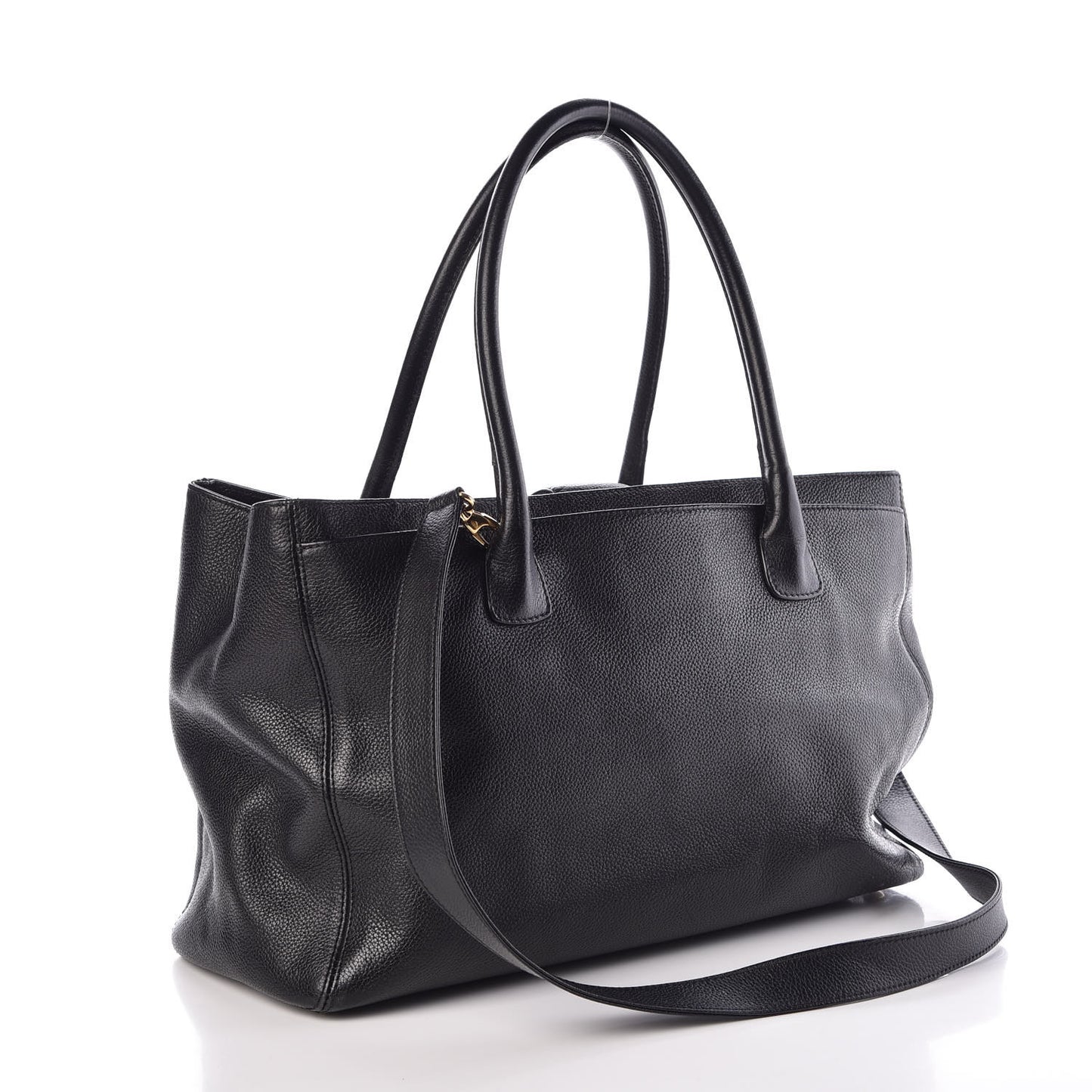 Calfskin Cerf Executive Shopper Tote Black