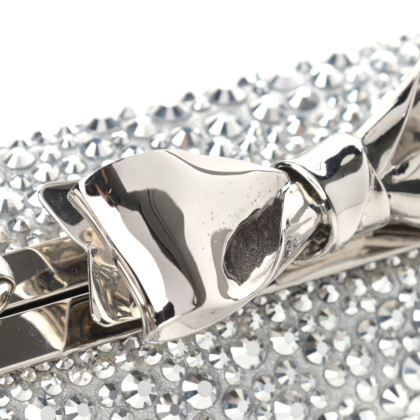 Crystal Strass Fiocco Box Clutch Silver