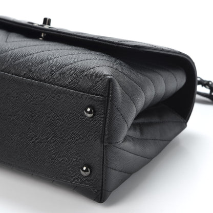 Chanel Caviar Chevron Quilted Small Coco Handle Flap So Black 6 of 9
