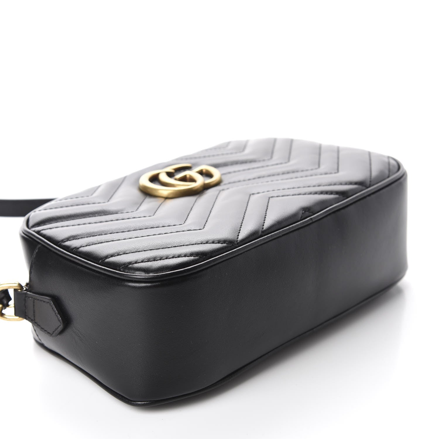 Gucci Calfskin Matelasse Small GG Marmont Chain Shoulder Bag Black 4 of 10