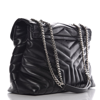 Saint Laurent Calfskin Y Quilted Monogram Medium Loulou Chain Satchel Black 3 of 9