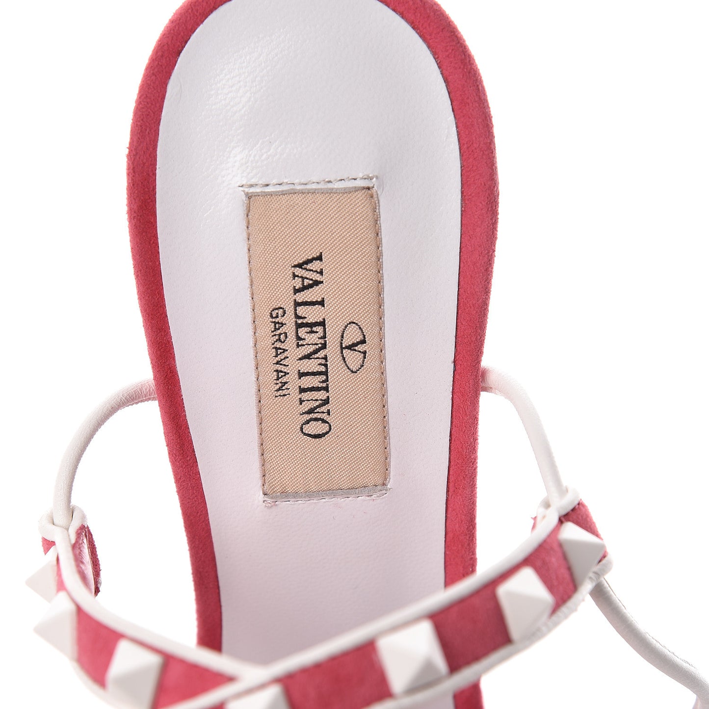 Suede Free Rockstud Ankle T-Strap 105mm Sandals 39 Shadow Pink White