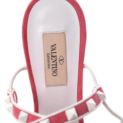Valentino Garavani Suede Free Rockstud Ankle T-Strap 105mm Sandals 39 Shadow Pink White 5 of 7