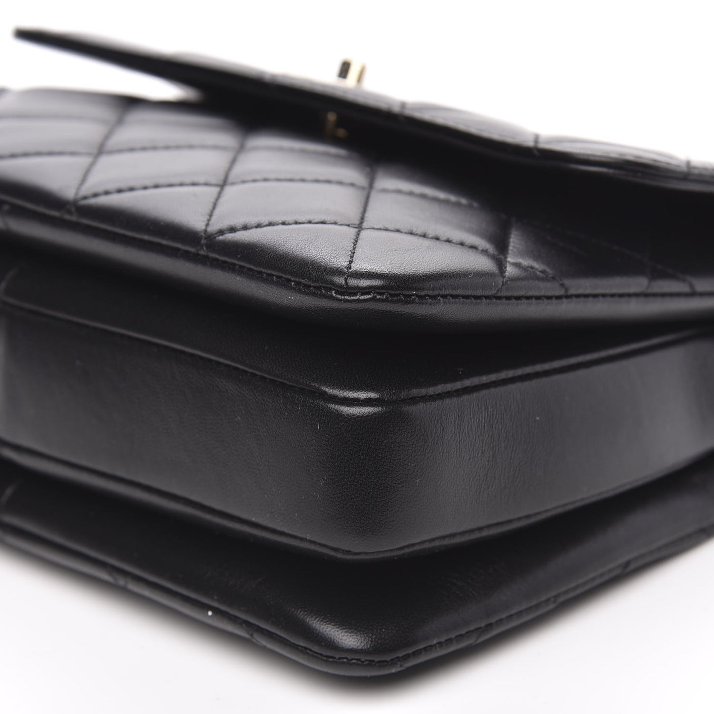 Lambskin Quilted Small Trendy CC Dual Handle Flap Bag Black
