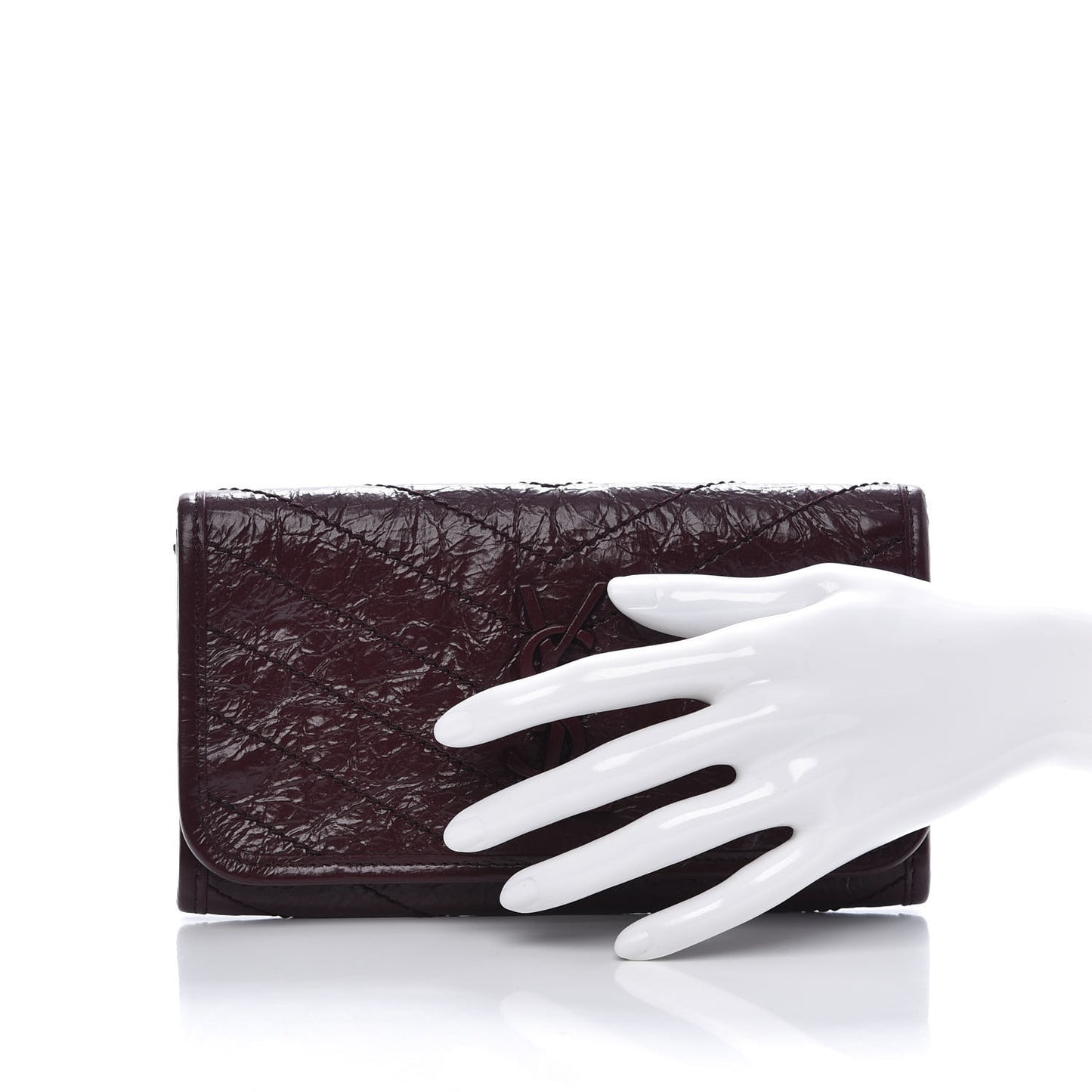 Crinkled Calfskin Matelasse Monogram Niki Wallet Rouge Legion