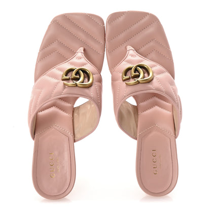 Gucci Nappa Charlotte Double G Marmont Thong Pumps 38.5 Perfect Pink 2 of 9