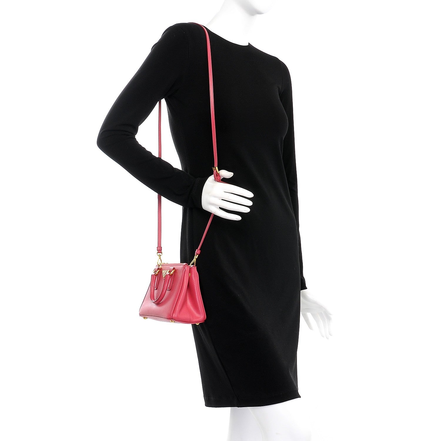 Prada Saffiano Mini Galleria Double Zip Tote Peonia 2 of 13