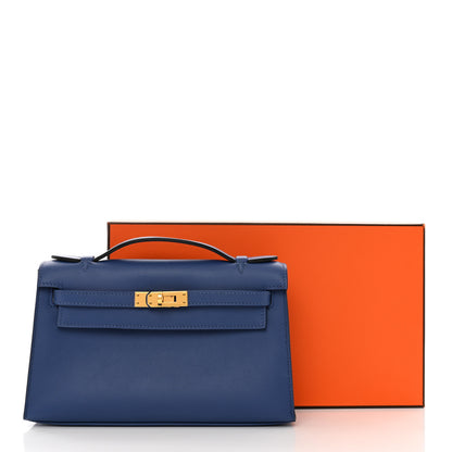 Hermes Swift Kelly Pochette Clutch Bleu Brighton 10 of 10