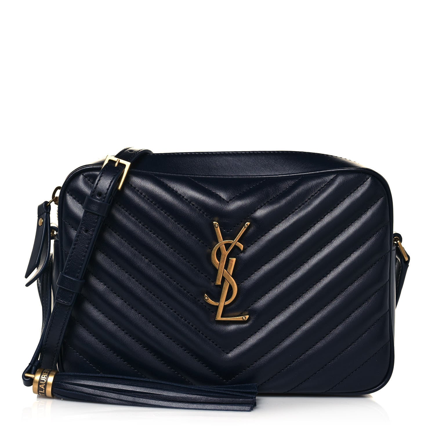 Saint Laurent Calfskin Matelasse Monogram Lou Camera Bag Navy 1 of 14