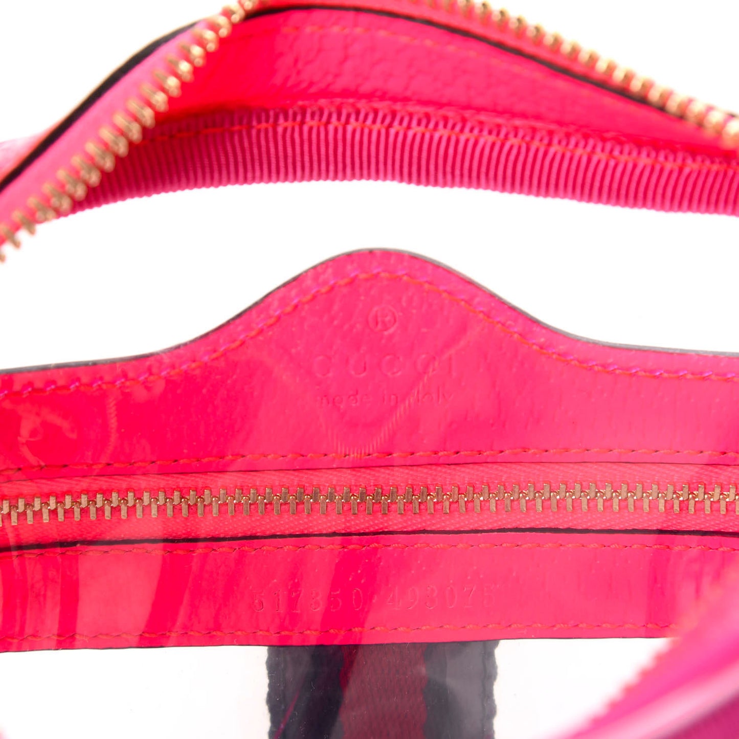 Vinyl Web Mini Ophidia Transparent Shoulder Bag Fluorescent Fuchsia
