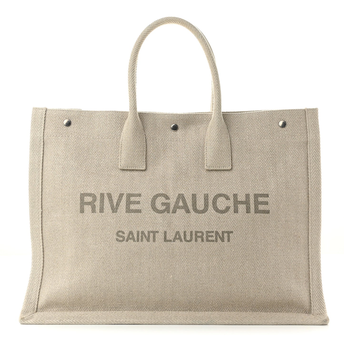 Linen Calfskin Rive Gauche Tote Beige Sea Salt