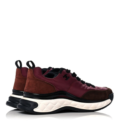 Chanel Nylon Suede Calfskin CC Sneakers 38 Burgundy 4 of 10