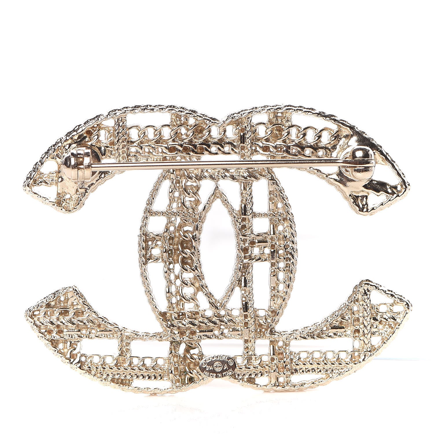 Chanel Chain CC Brooch Light Gold 3 of 5