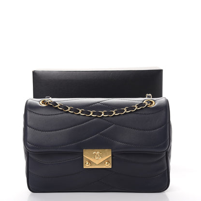 Chanel Lambskin Scallop Quilted Medium Pagoda Flap Navy 8 of 8