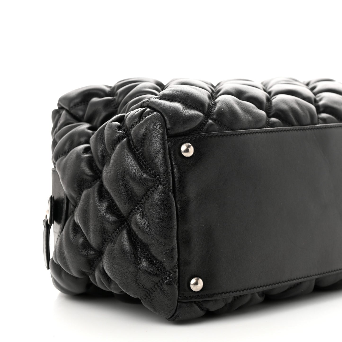 Calfskin Bubble Quilt Bowler Black