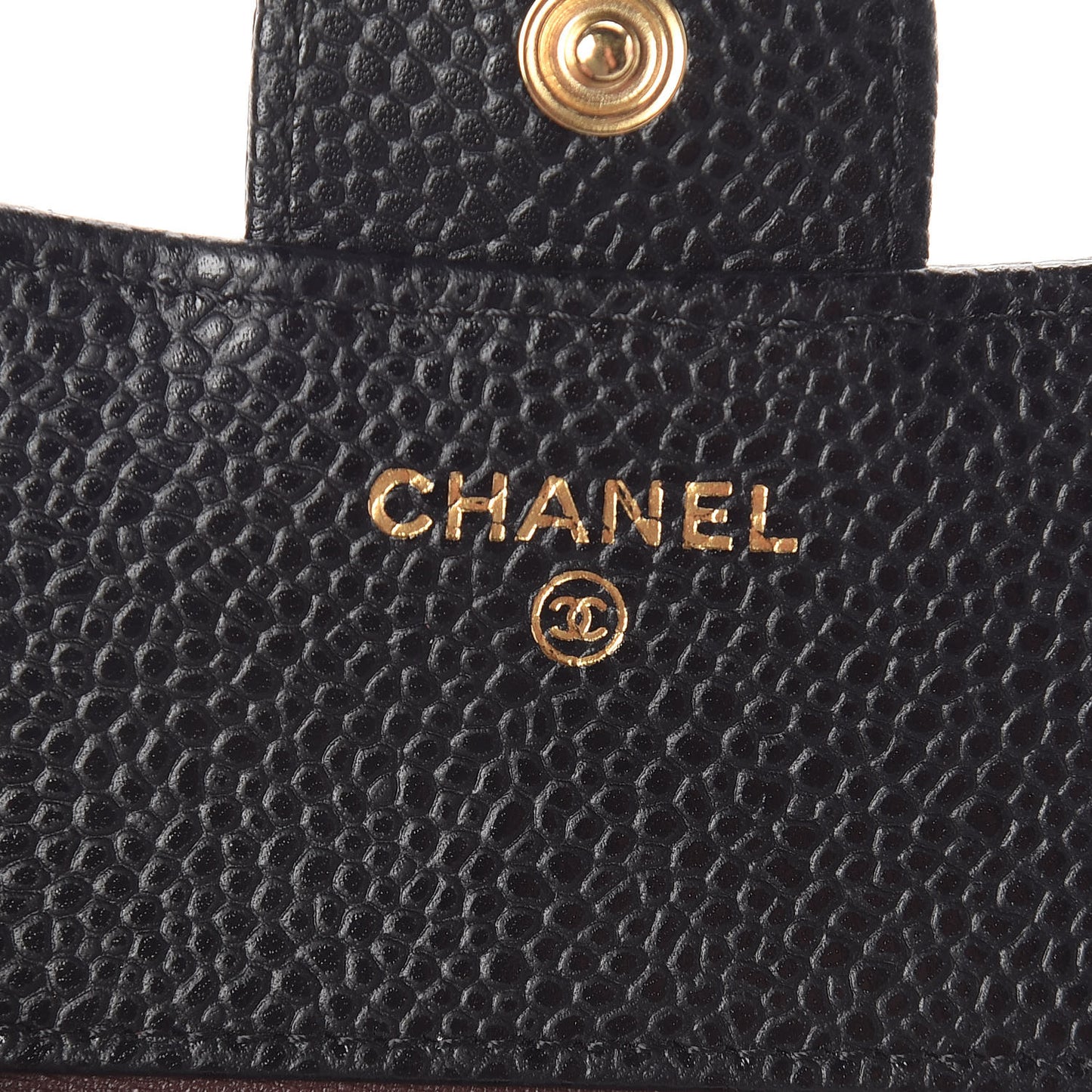 Caviar Quilted Compact Flap Wallet Black