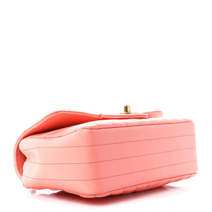 Chanel Lambskin Chevron Quilted Mini Rectangular Flap Coral 3 of 10