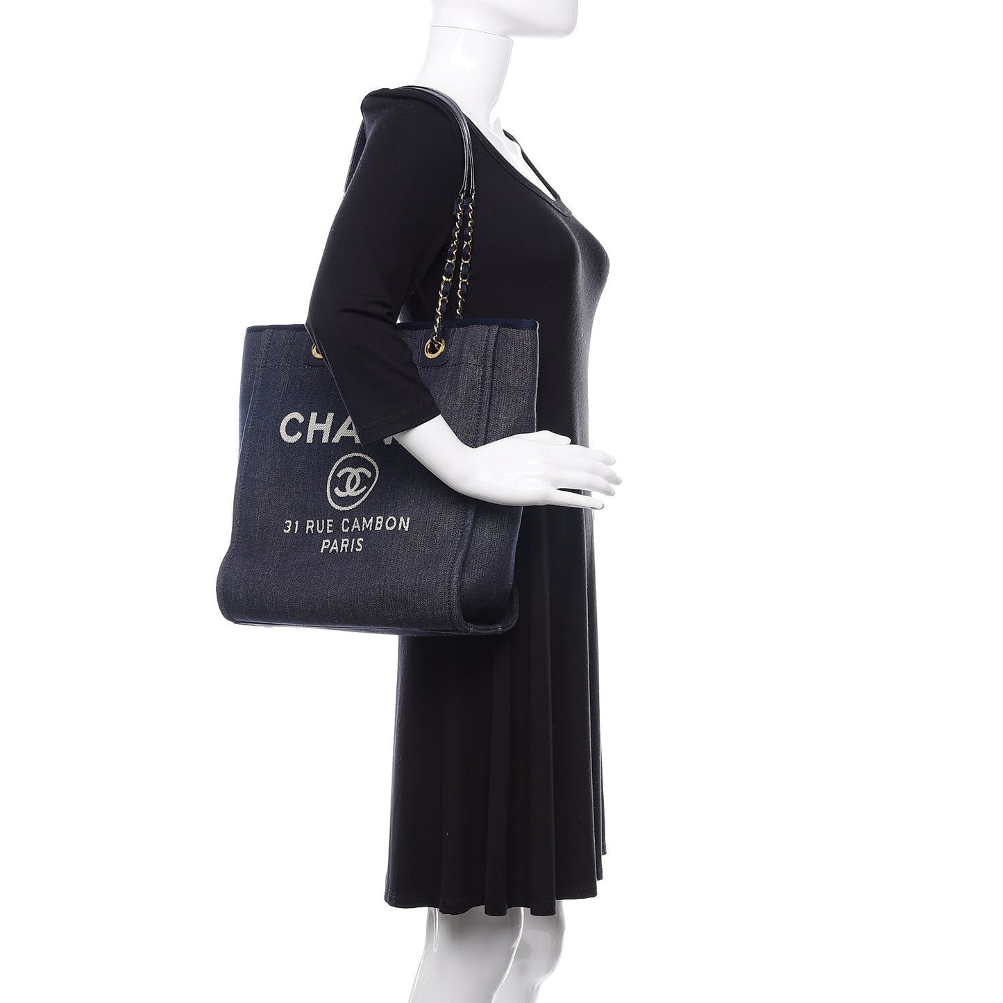 Denim Mini Deauville Tote Dark Blue