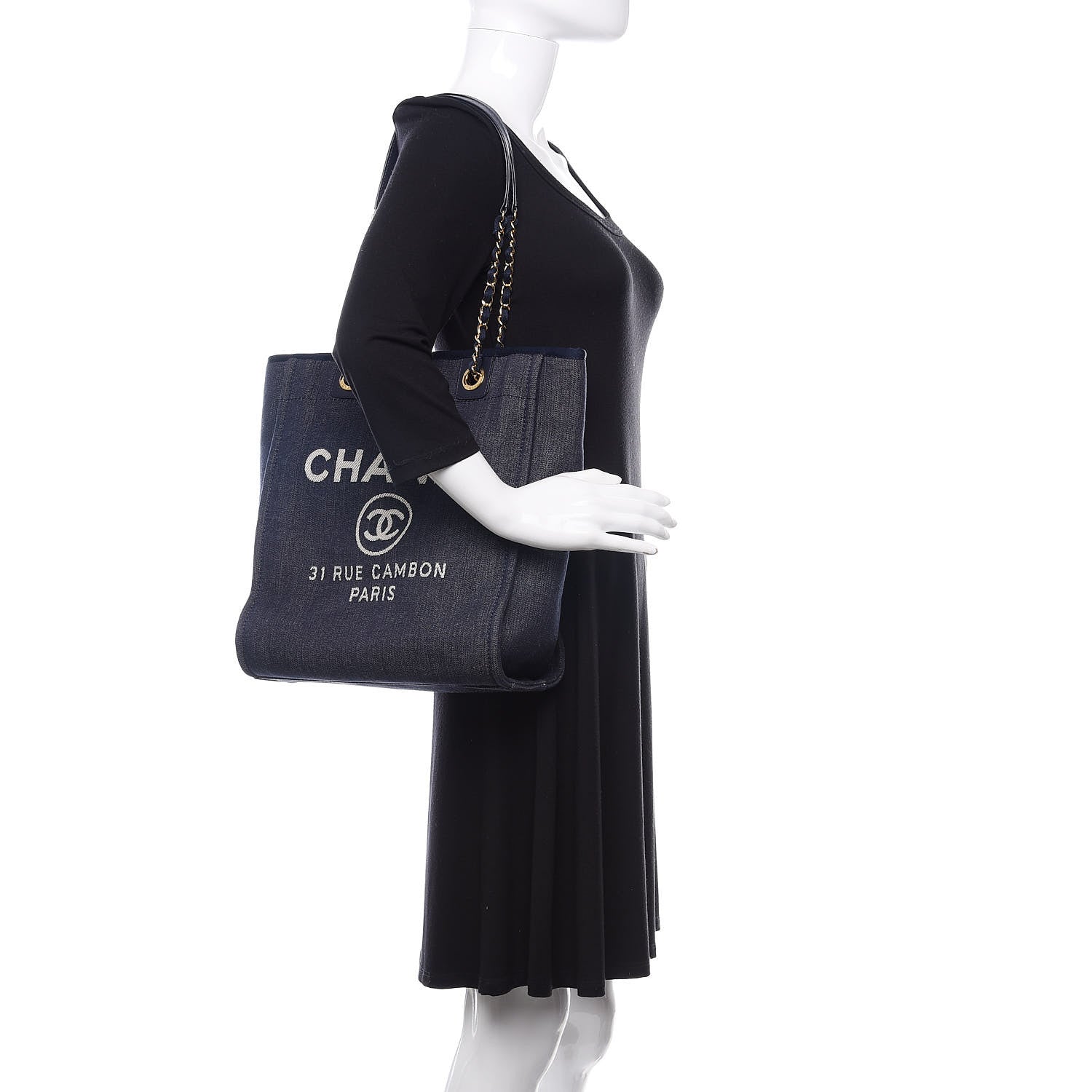 Chanel Denim Mini Deauville Tote Dark Blue 2 of 10