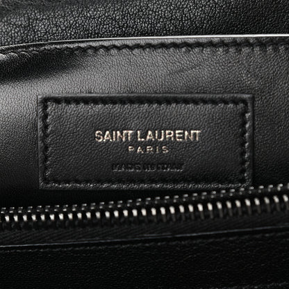 Saint Laurent Sheepskin Matelasse Chevron Monogram Monochrome Large College Satchel Black 6 of 10