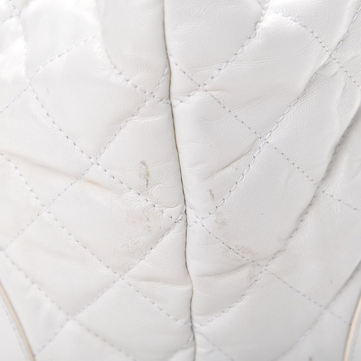 Calfskin Quilted Bucket Shoulder Bag White