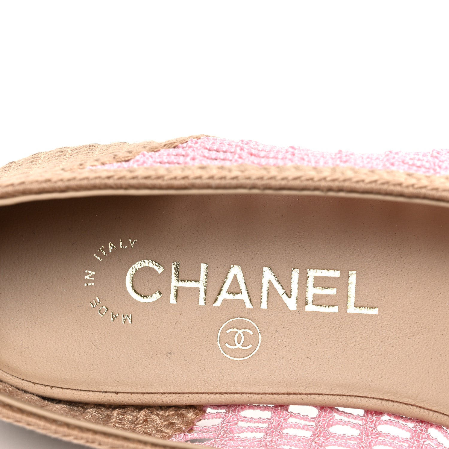 Chanel Raffia Cap Toe Ballerina Flats 37 Pink Beige 9 of 10