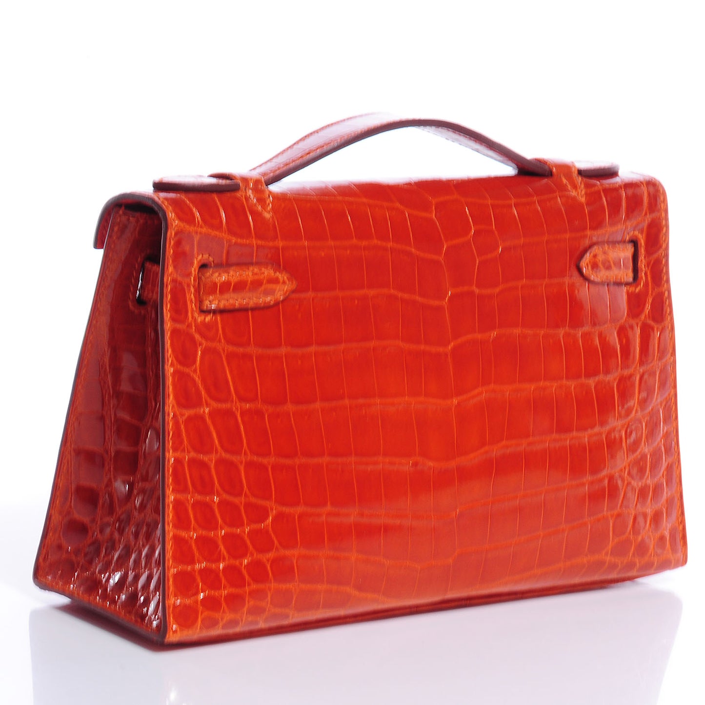 Shiny Niloticus Crocodile Kelly Pochette Orange