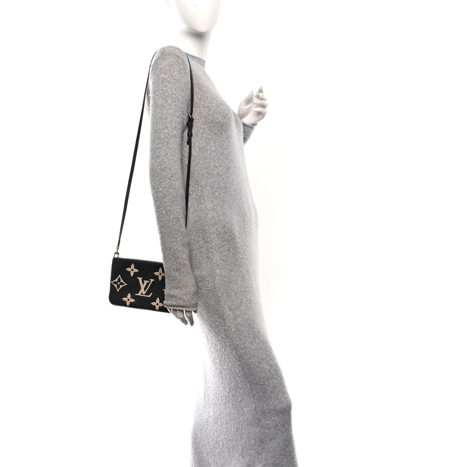 Louis Vuitton Empreinte Monogram Giant Double Zip Pochette Black Cream 2 of 11
