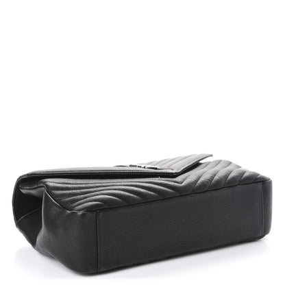 Saint Laurent Sheepskin Matelasse Chevron Monogram Large College Satchel Black 4 of 11