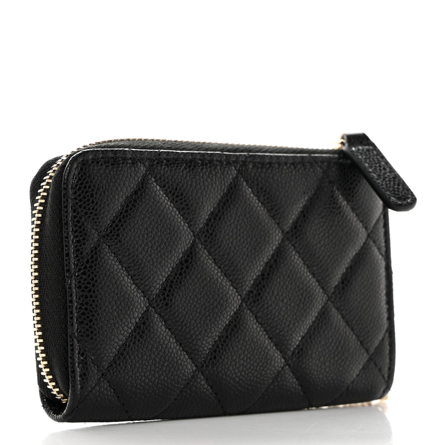 Caviar Quilted Zipped Key Holder Case Black