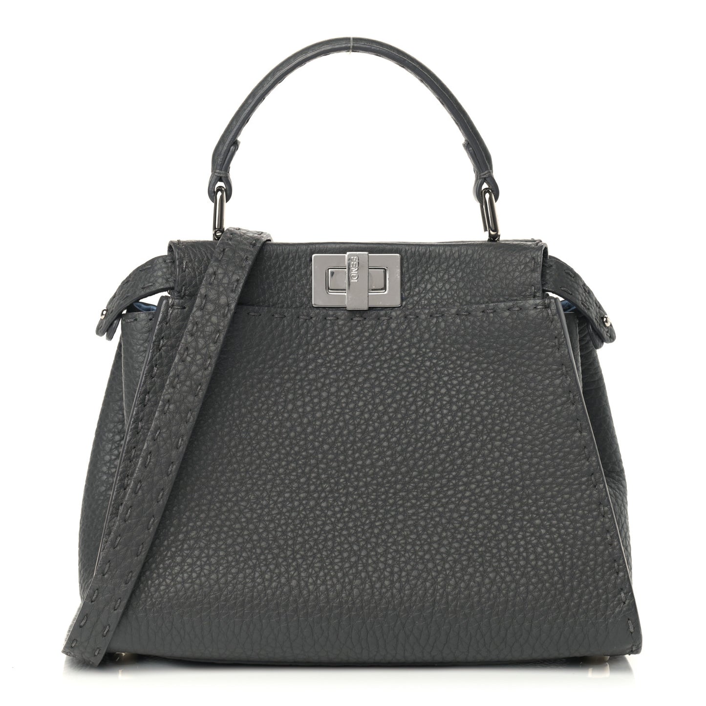 Cuoio Romano Alcantara Selleria Mini Peekaboo Iconic Satchel Asphalt Sky Blue