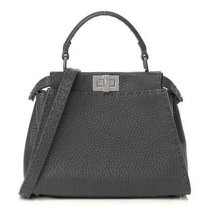 Fendi Cuoio Romano Alcantara Selleria Mini Peekaboo Iconic Satchel Asphalt Sky Blue 1 of 11