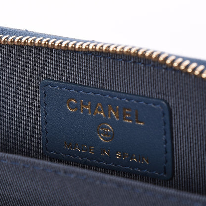 Chanel Caviar Quilted Zip Coin Purse Dark Blue 6 of 8