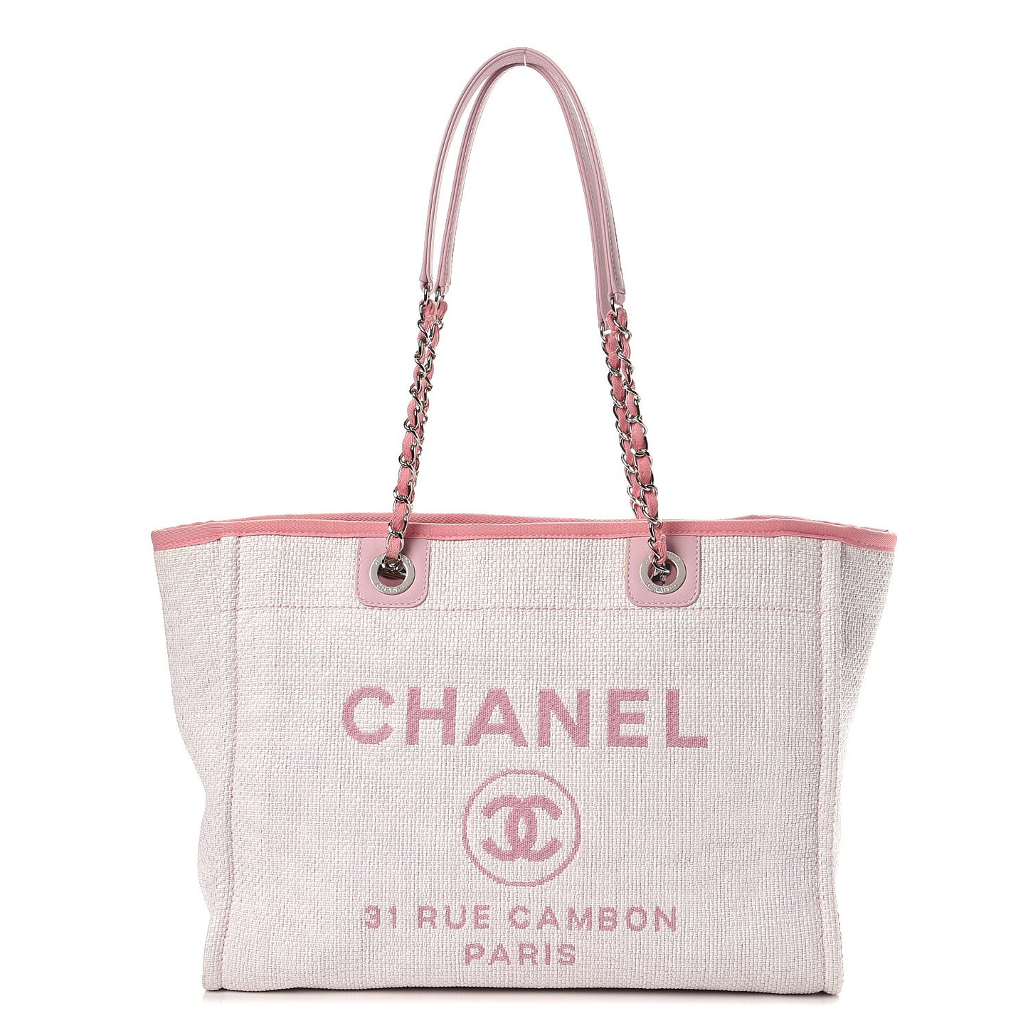 Woven Straw Raffia Small Deauville Tote Light Pink